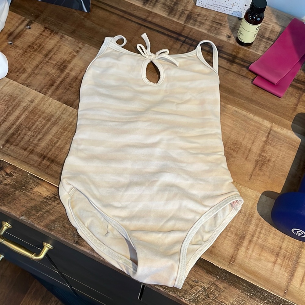 3t girls cream and white stripe Gap bathing suit